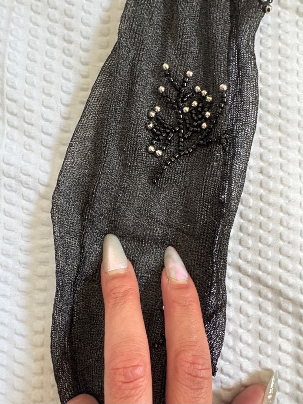 Zara Sheer Embellished Black Mesh Open-Front Cardigan - Small - Picture 8 of 8